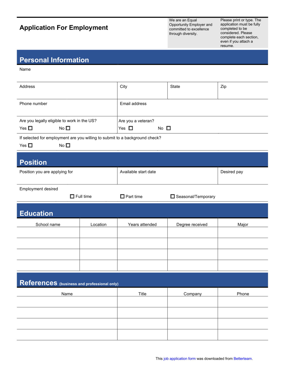 Job Application Form In Pdf JobApplicationForms Net