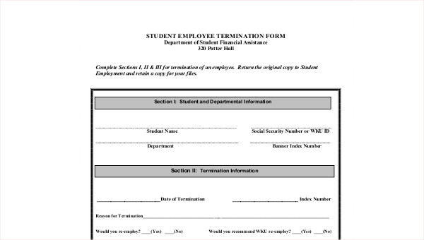 8 Sample Employee Termination Forms Sample Templates