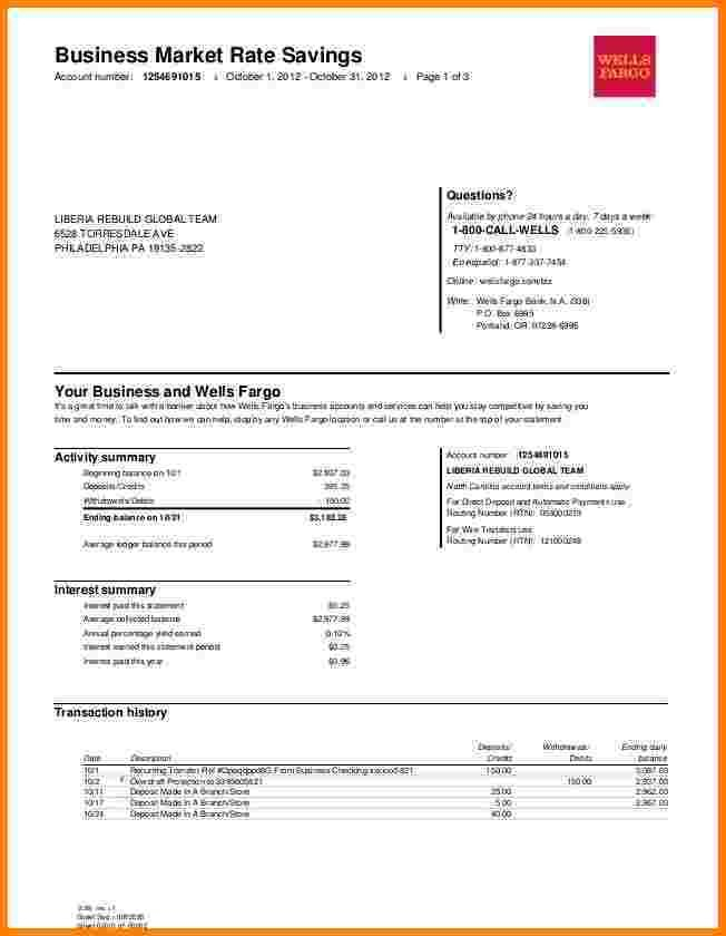 Blank Wells Fargo Bank Statement Template Templates Statement 