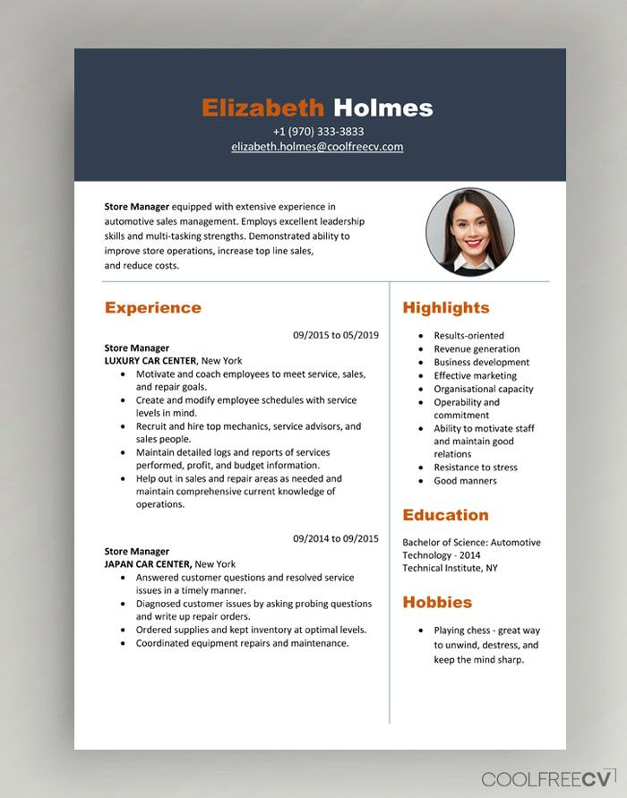 CV Resume Templates Examples Doc Word Download Resume Template