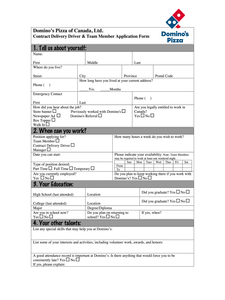 Dominos Pizza Hut Large Fill Out And Sign Printable PDF Template