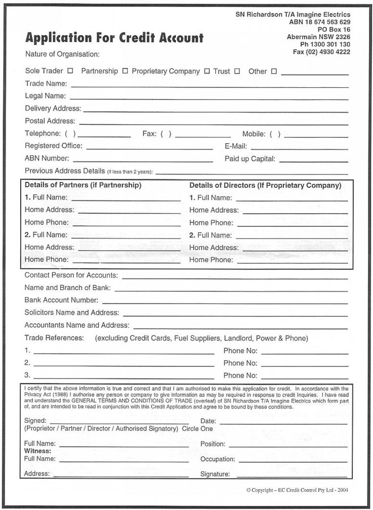 Download New Business Credit Application Form Template Can Save At New 