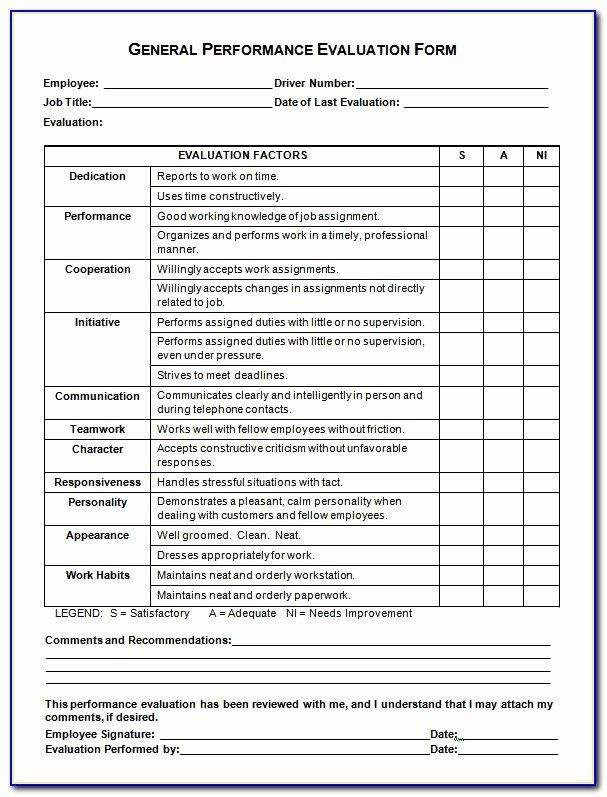 Employee Evaluation Form Template Word Beautiful Free Employee