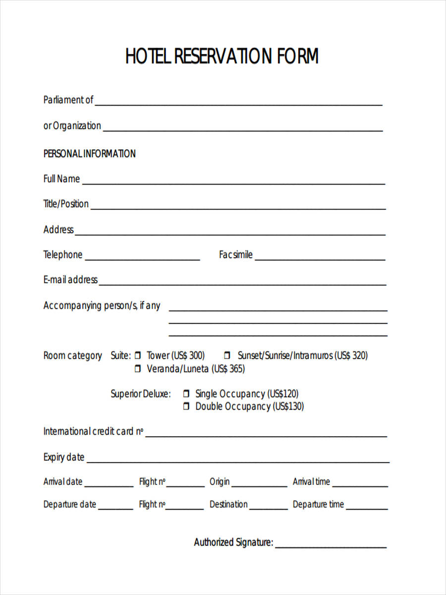 FREE 22 Hotel Registration Forms In PDF Ms Word