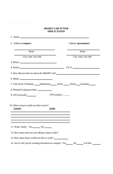 FREE 31 Tutor Application Forms In PDF MS Word
