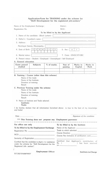 FREE 32 Training Application Forms In PDF MS Word XLS