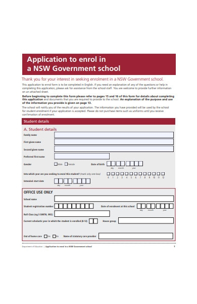 FREE 33 School Application Forms In PDF MS Word