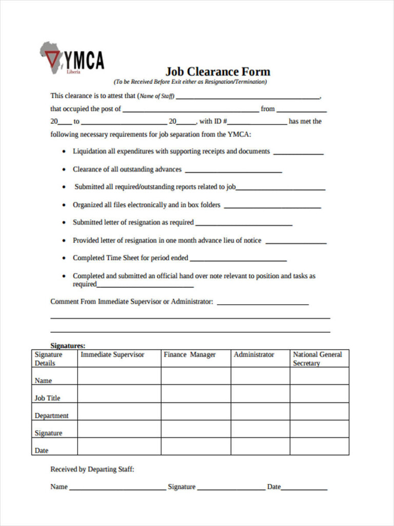 FREE 7 Resignation Clearance Forms In PDF