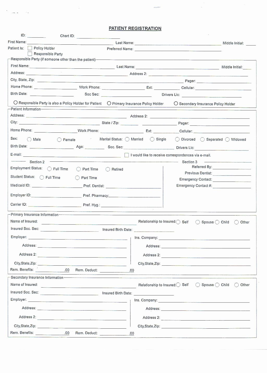Free Patient Information Form Template Unique Printable Patient Forms
