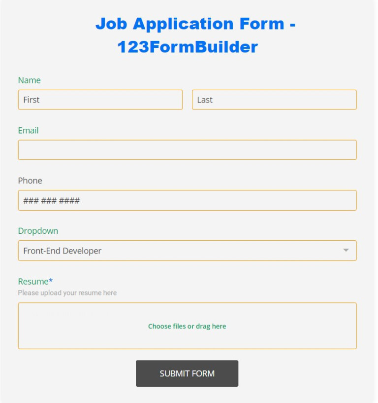 create job application form online