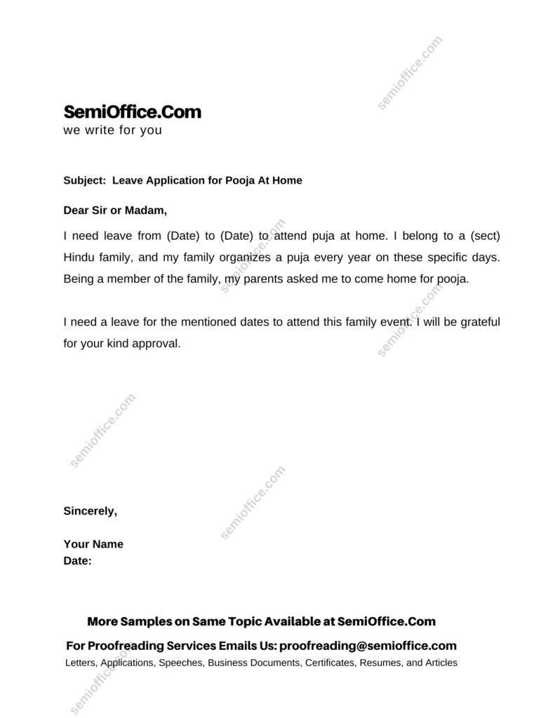 How To Write The Leave Application For Pooja SemiOffice Com