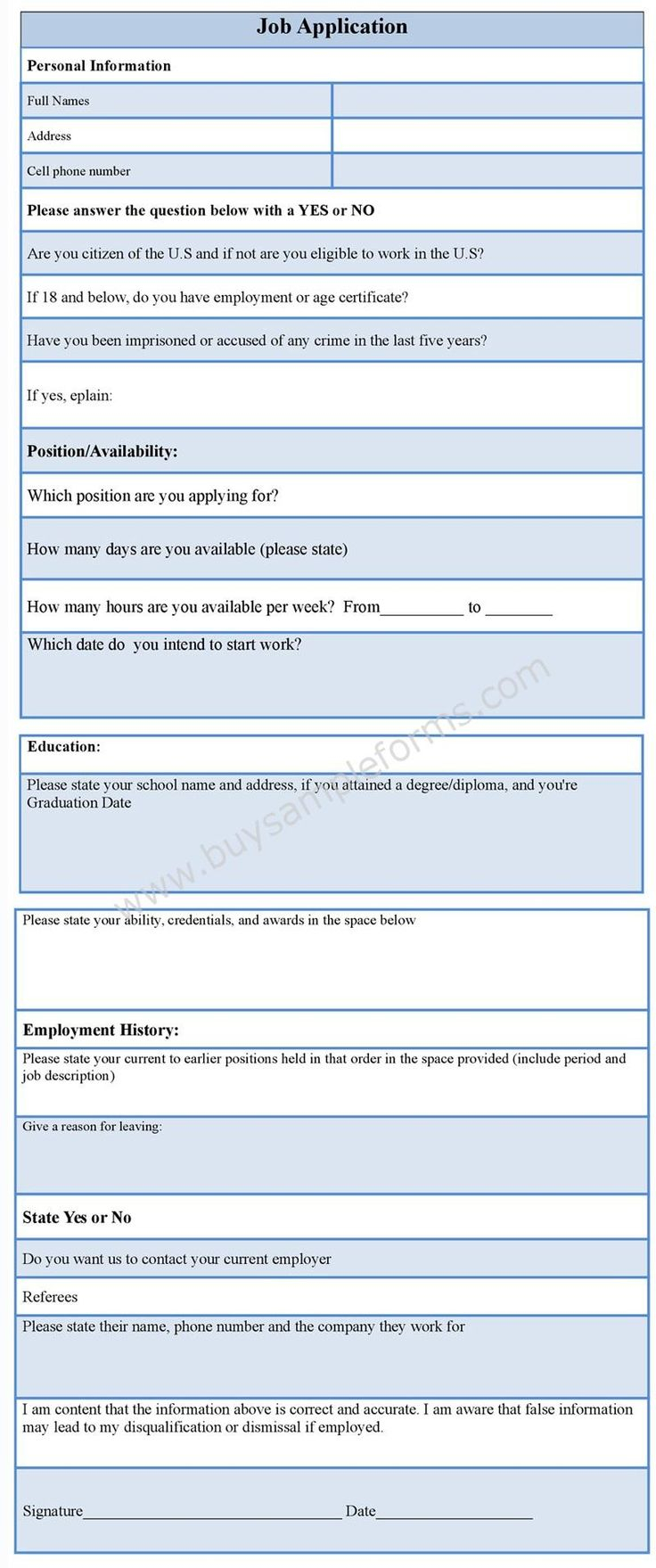 Job Seekers Application Form Online