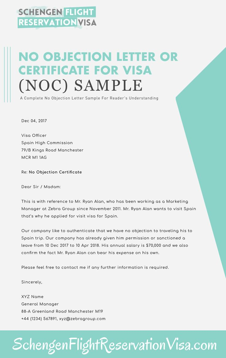 No Objection Letter For Visa Application Sample Lettering Letter 