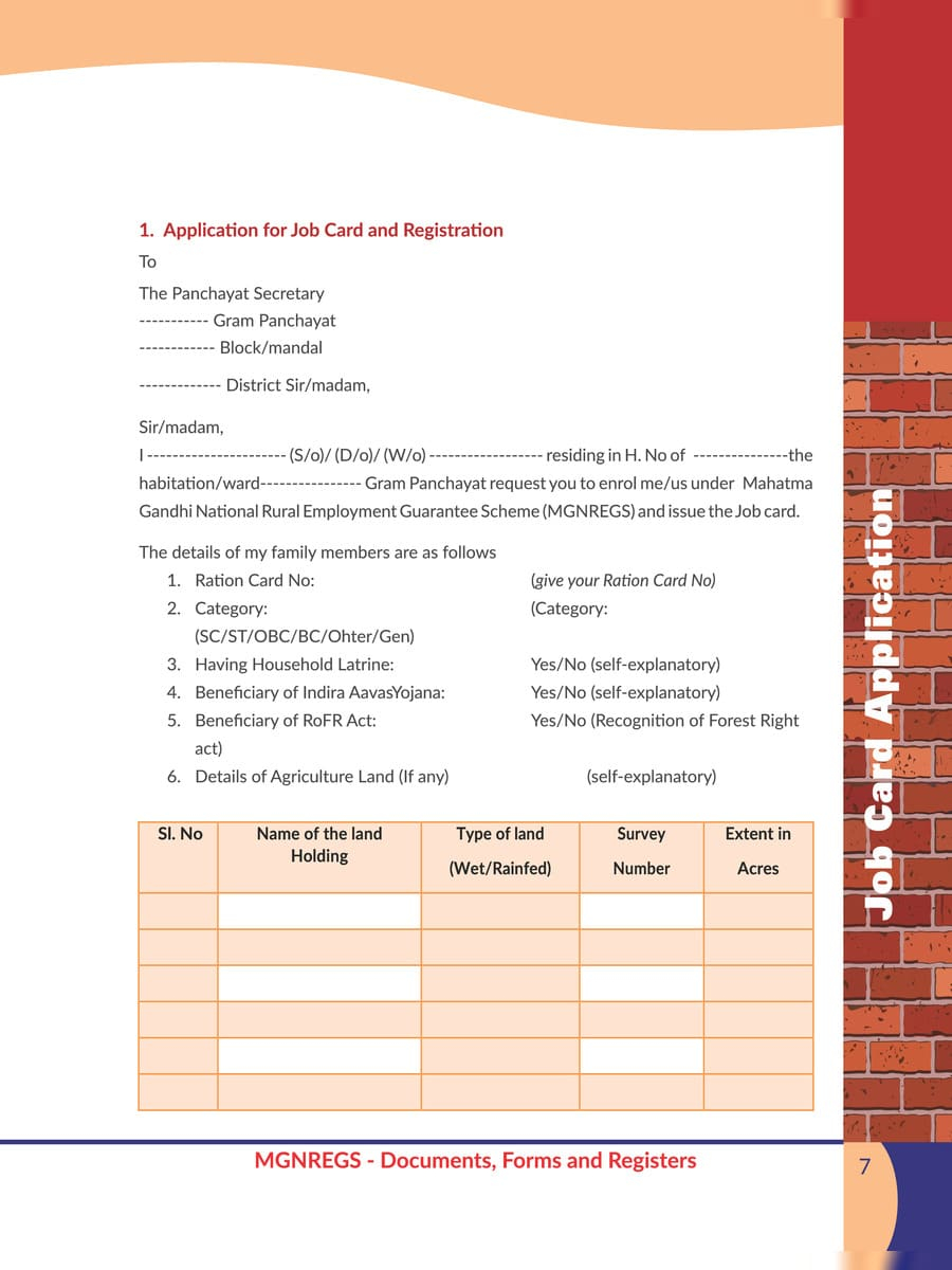 PDF NREGA Job Card Form PDF Download InstaPDF