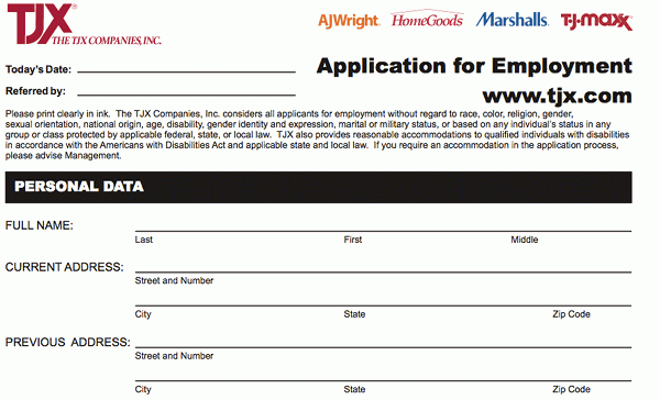 Tj Maxx Online Job Application Forms 6769