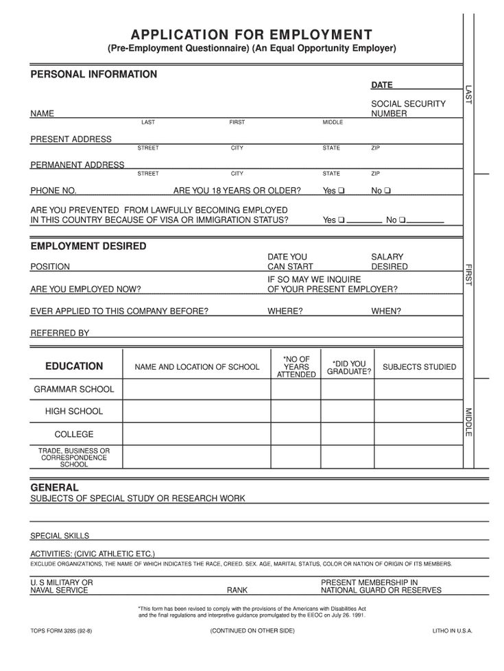2021 Auto Job Application Form Fillable Printable Pdf And Forms Gambaran