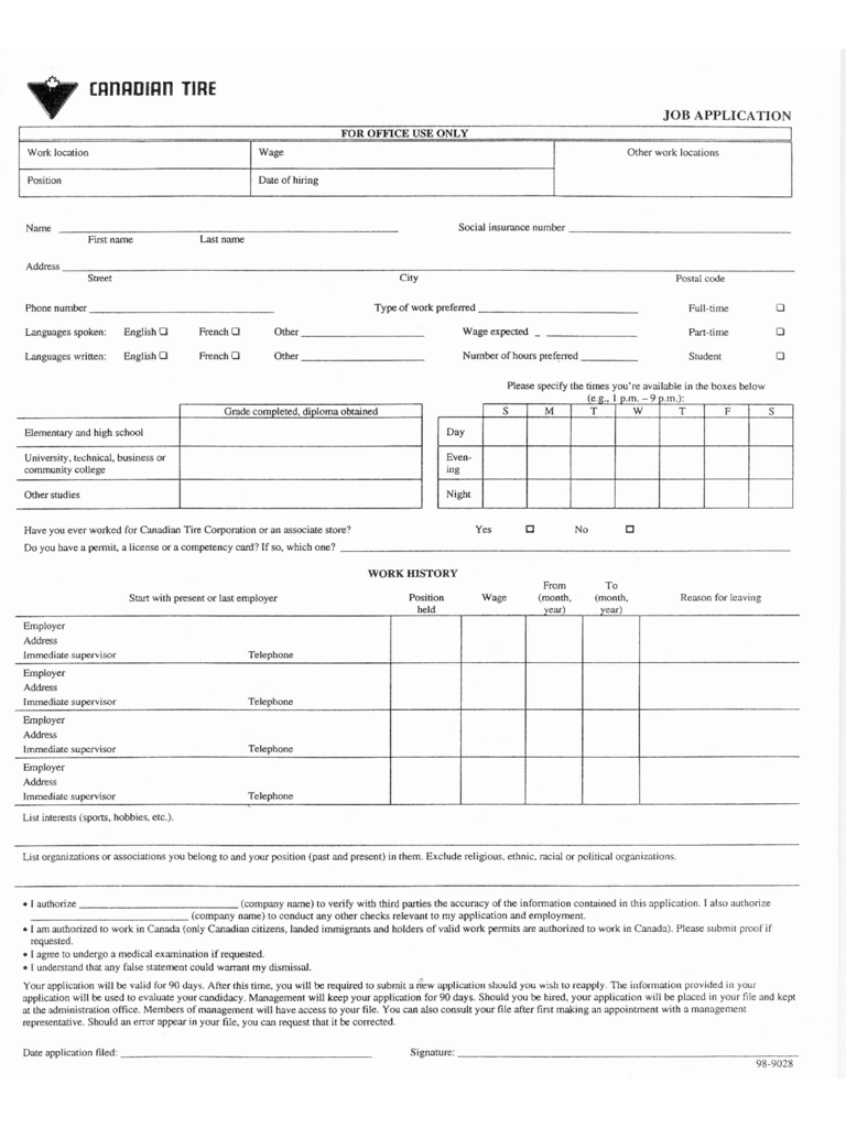 2022 Auto Job Application Form Fillable Printable PDF Forms Handypdf