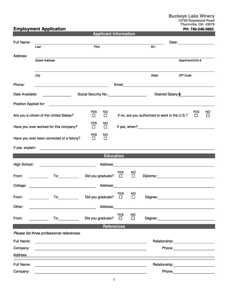 50 Free Employment Job Application Form Templates Printable 50 Free 