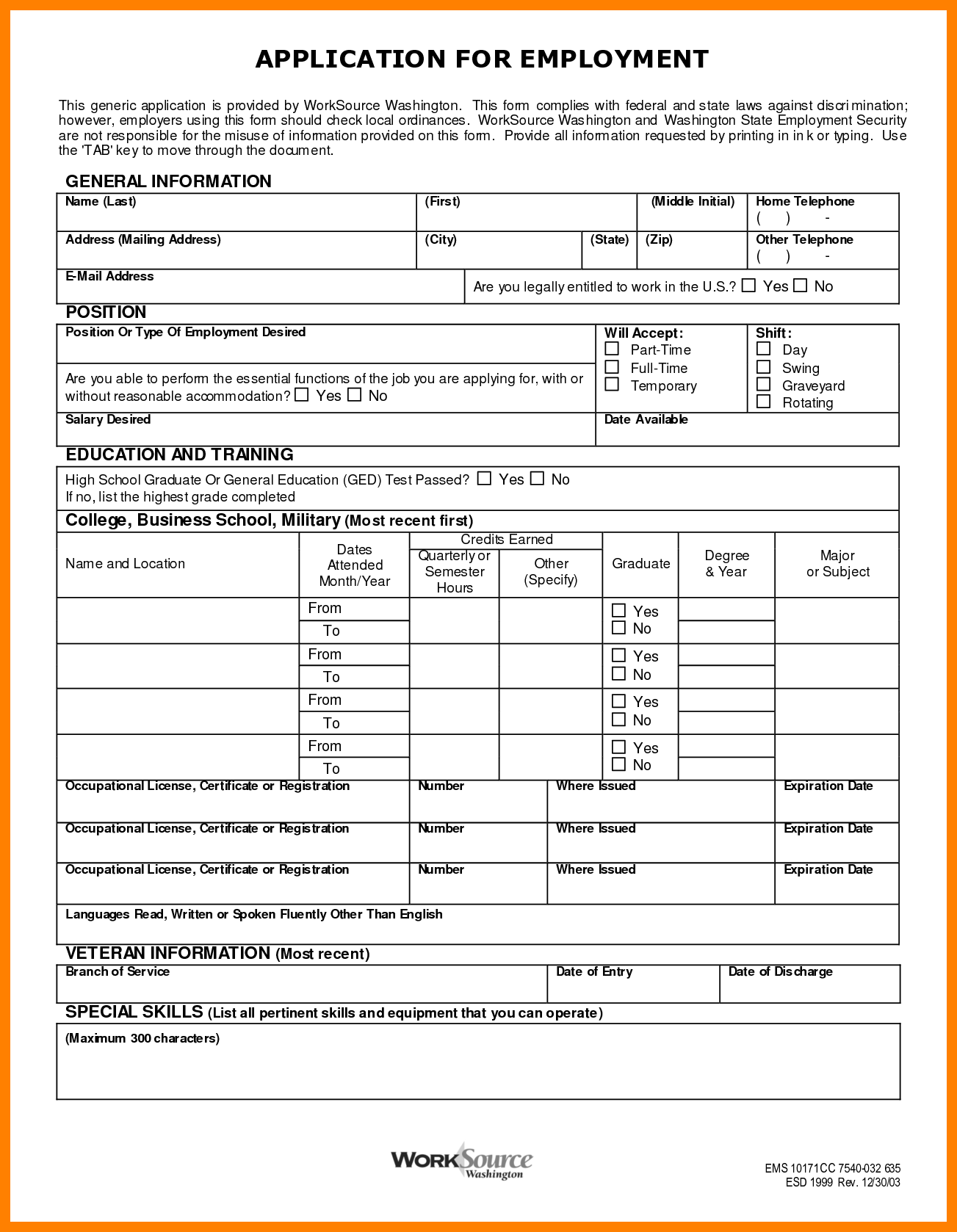 7 Free Printable Generic Job Application Form St Columbaretreat