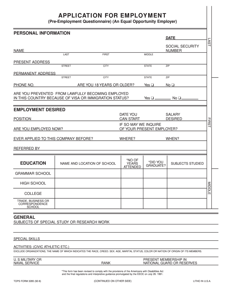 Application For Employment Fill Out Sign Online DocHub