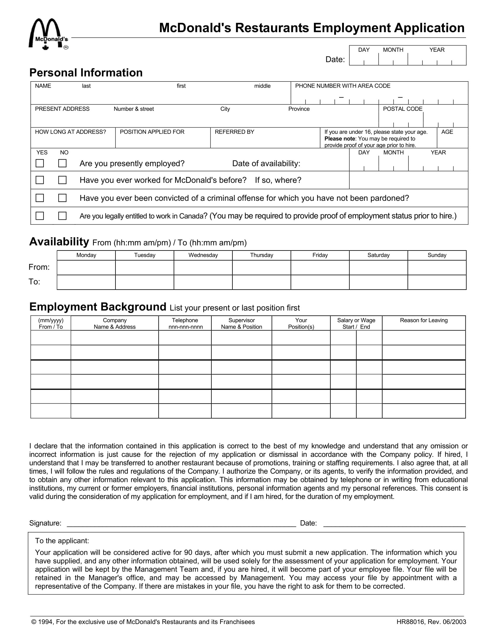 Application For Work At Costco