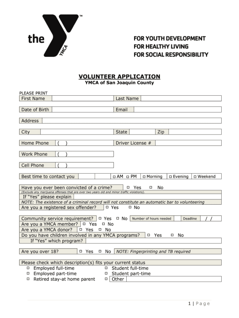 Ymca Job Application Form Pdf