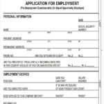 Blank Employment Application Form Sample Templates At Blank Job