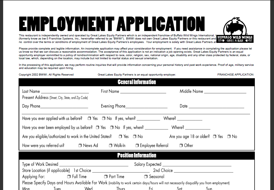 Buffalo Wild Wings Online Application The Job Headquarters Online