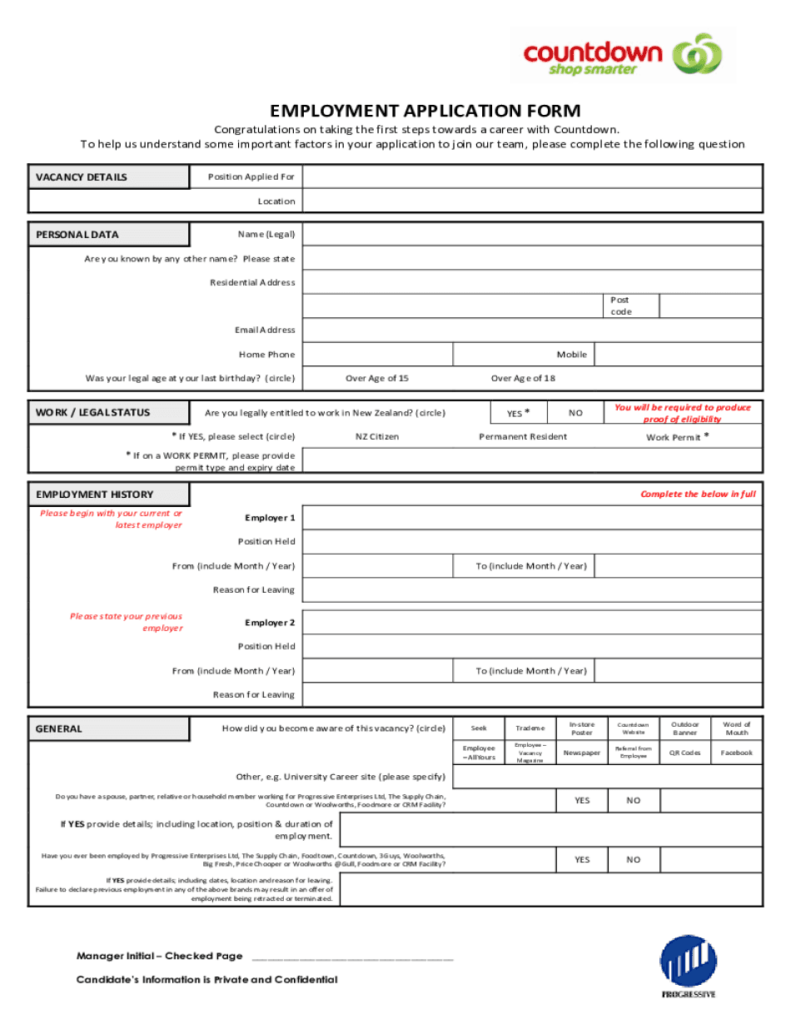 Countdown Job Application Form Online Fill Out And Sign Printable PDF 