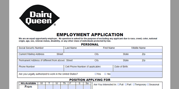 Dairy Queen Job Application Careers