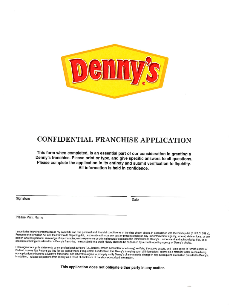 Denny s Application Fill Out Sign Online DocHub