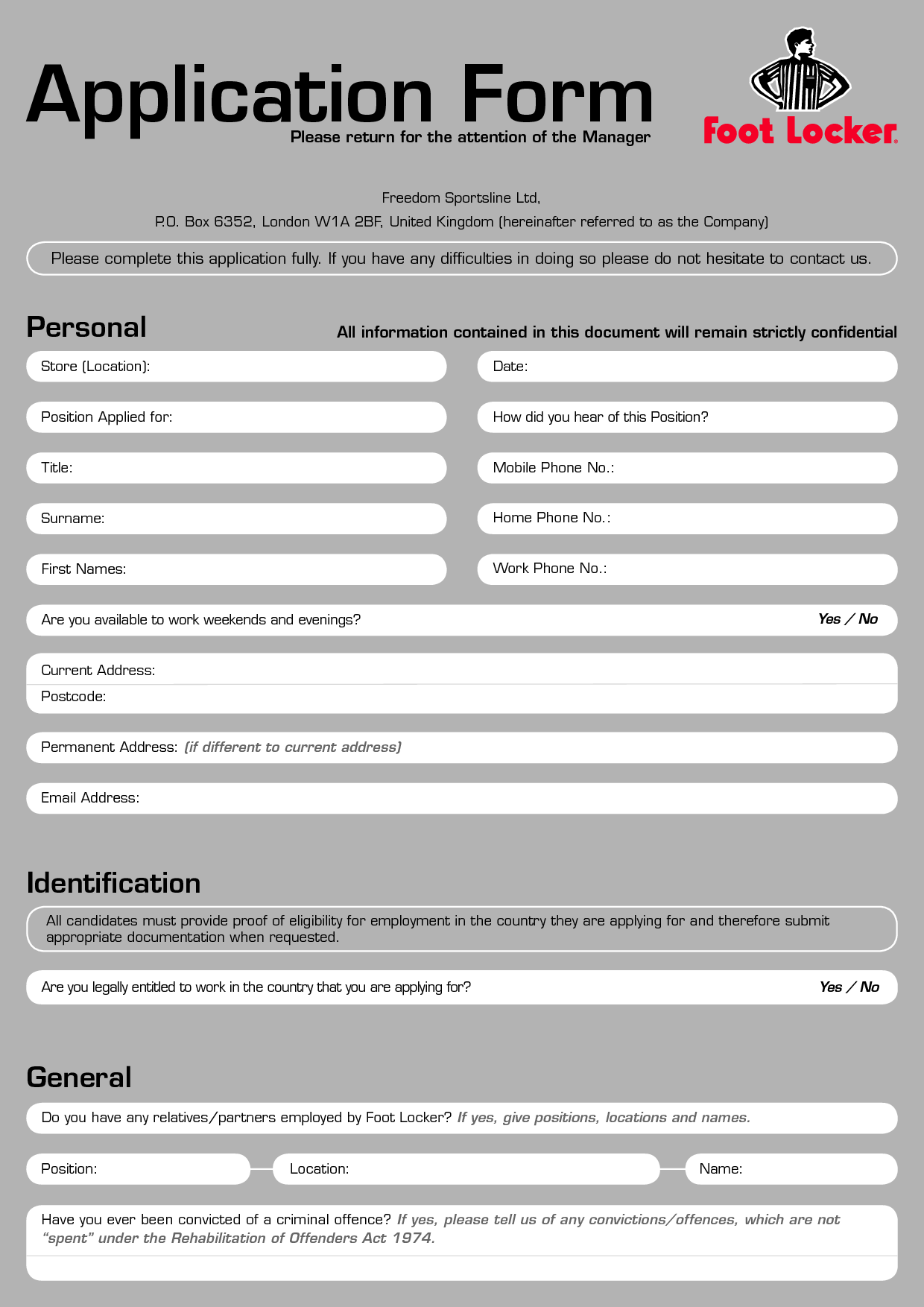 Foot Locker Application Form Uk Job Application Form Online Job