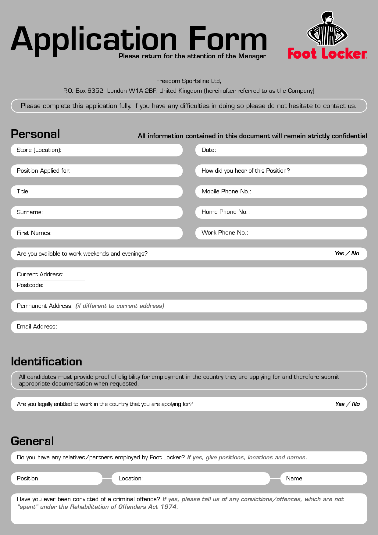 Foot Locker Application Form Uk Job Application Form Online Job 