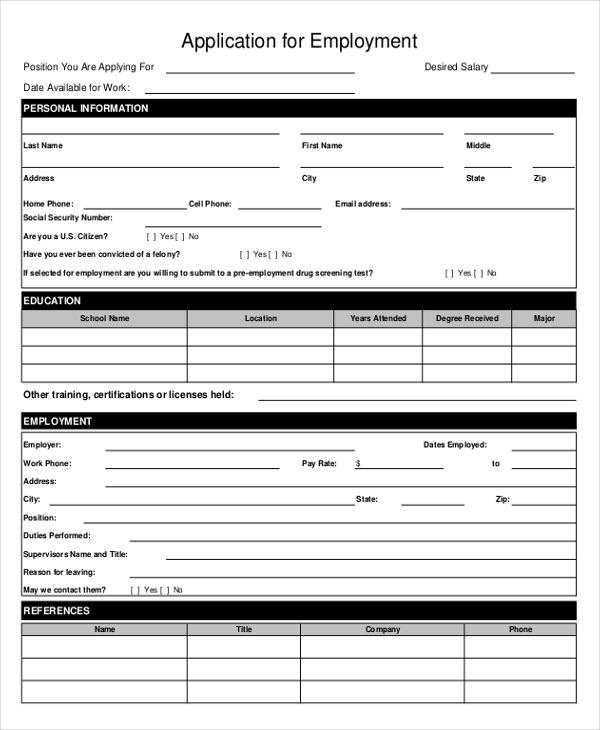 Free Application Form Templates Download PRINTABLE TEMPLATES