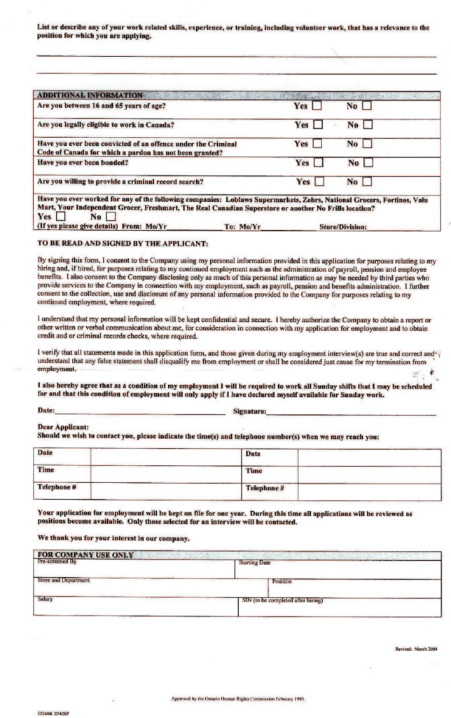 Free Printable Home Depot Job Application Form Page 6 Printable 