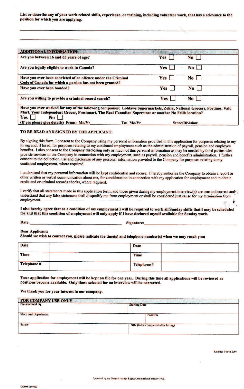 Free Printable Home Depot Job Application Form Page 6 Printable