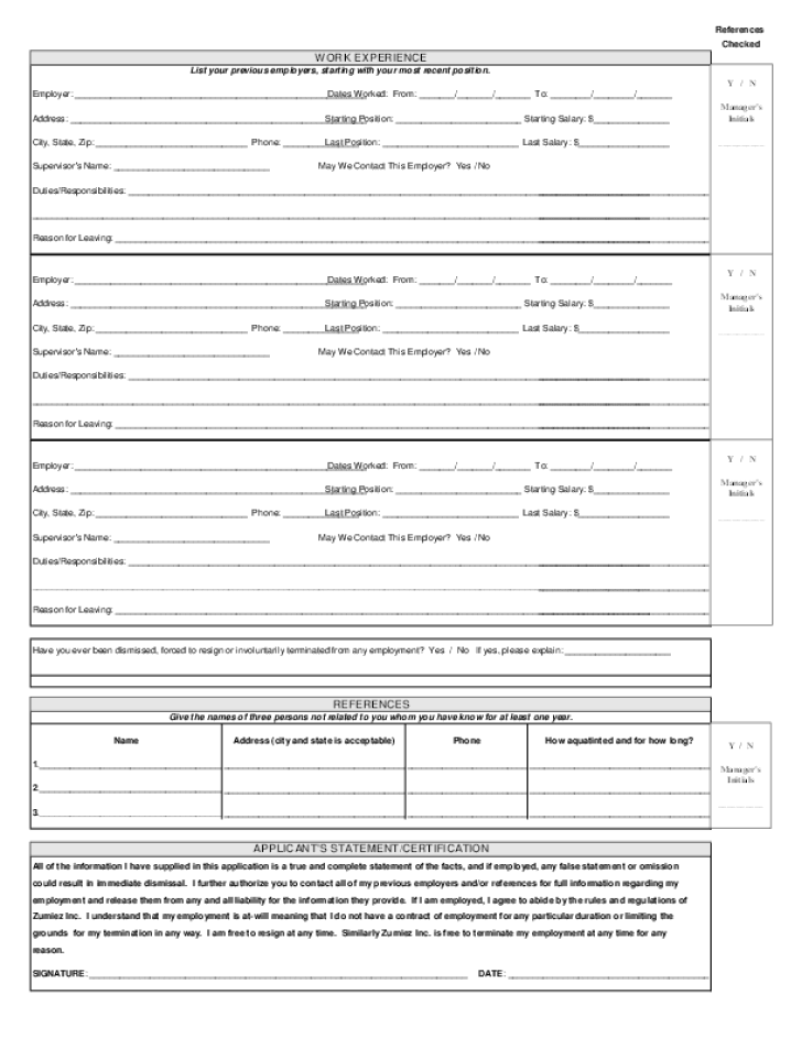 Free Printable Zumiez Job Application Form Page 2