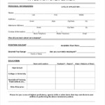 General Application For Employment Template Business