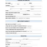 Generic U S A Job Application Worksheet