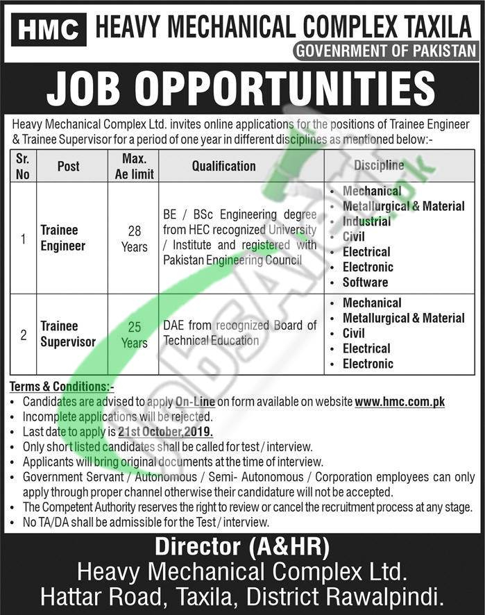 HMC Jobs 2019 Advertisement Application Form Online Www hmc pk