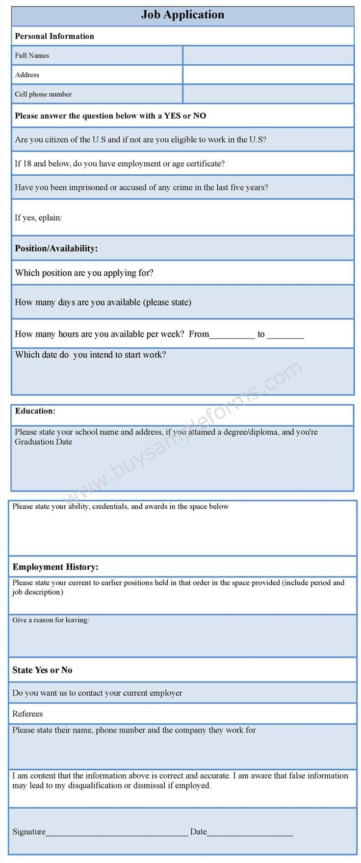 Job Seekers Application Form Online JobApplicationForms