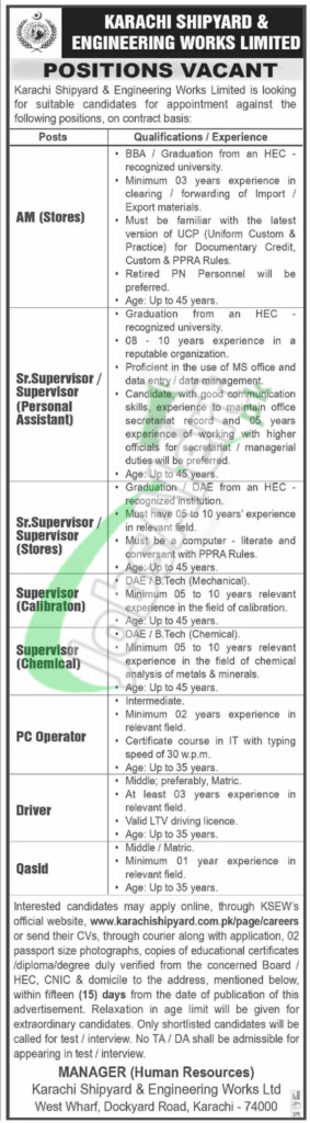 Karachi Shipyard Jobs Online Application Form 2022 Last Date