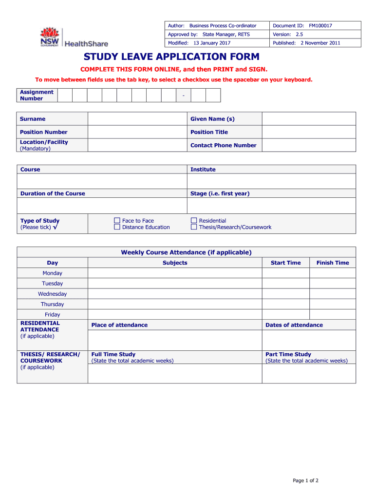 Nsw Health Leave Application Form 2020 2021 Fill And Sign Printable