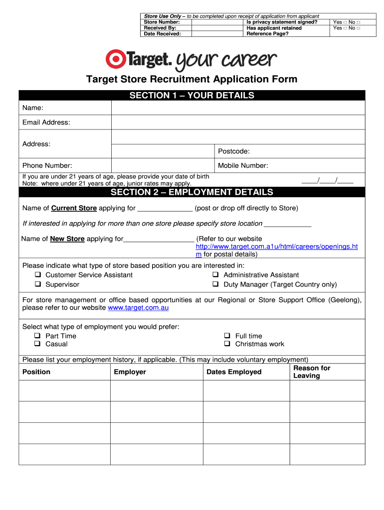 Target Job Application Form 2020 2021 Fill And Sign Printable