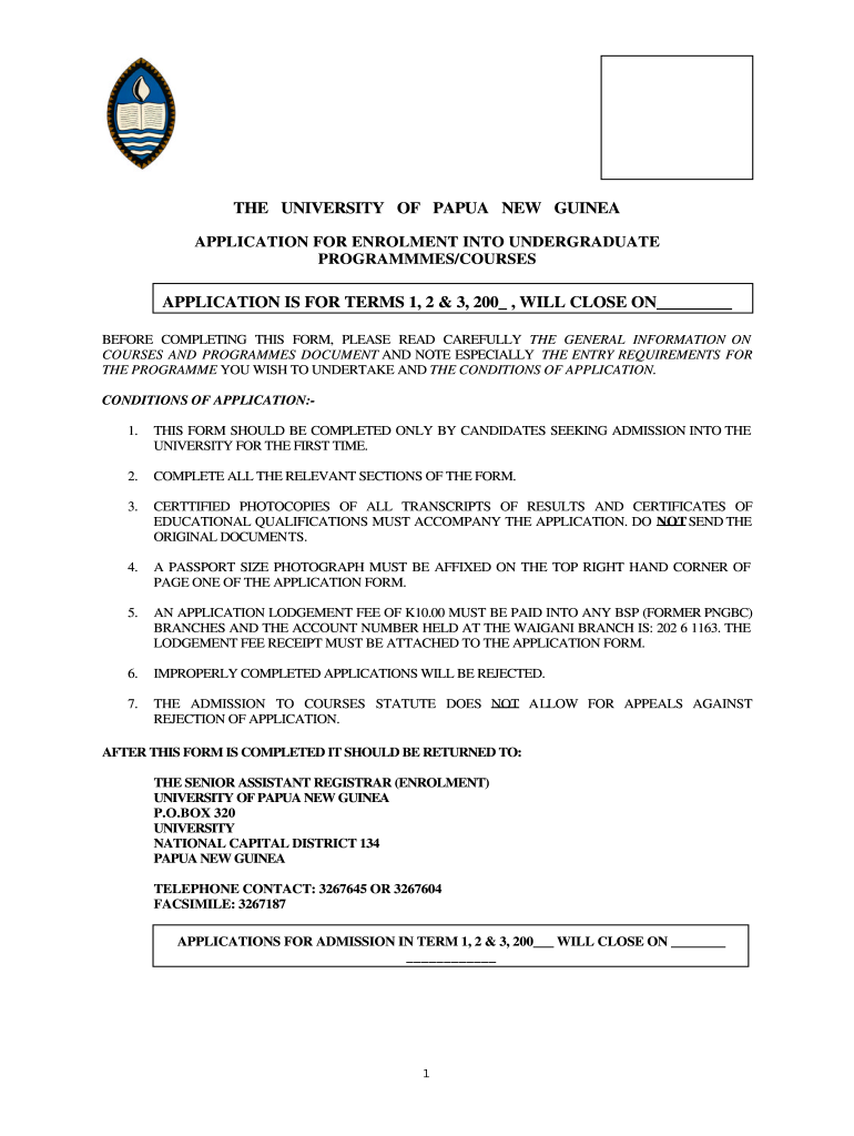 Upng Non School Leaver Application Form 2021 Pdf Fill Online