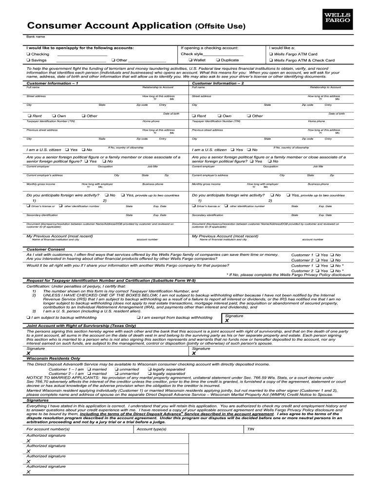 Wells Fargo Business Account Application Fill Out Sign Online DocHub